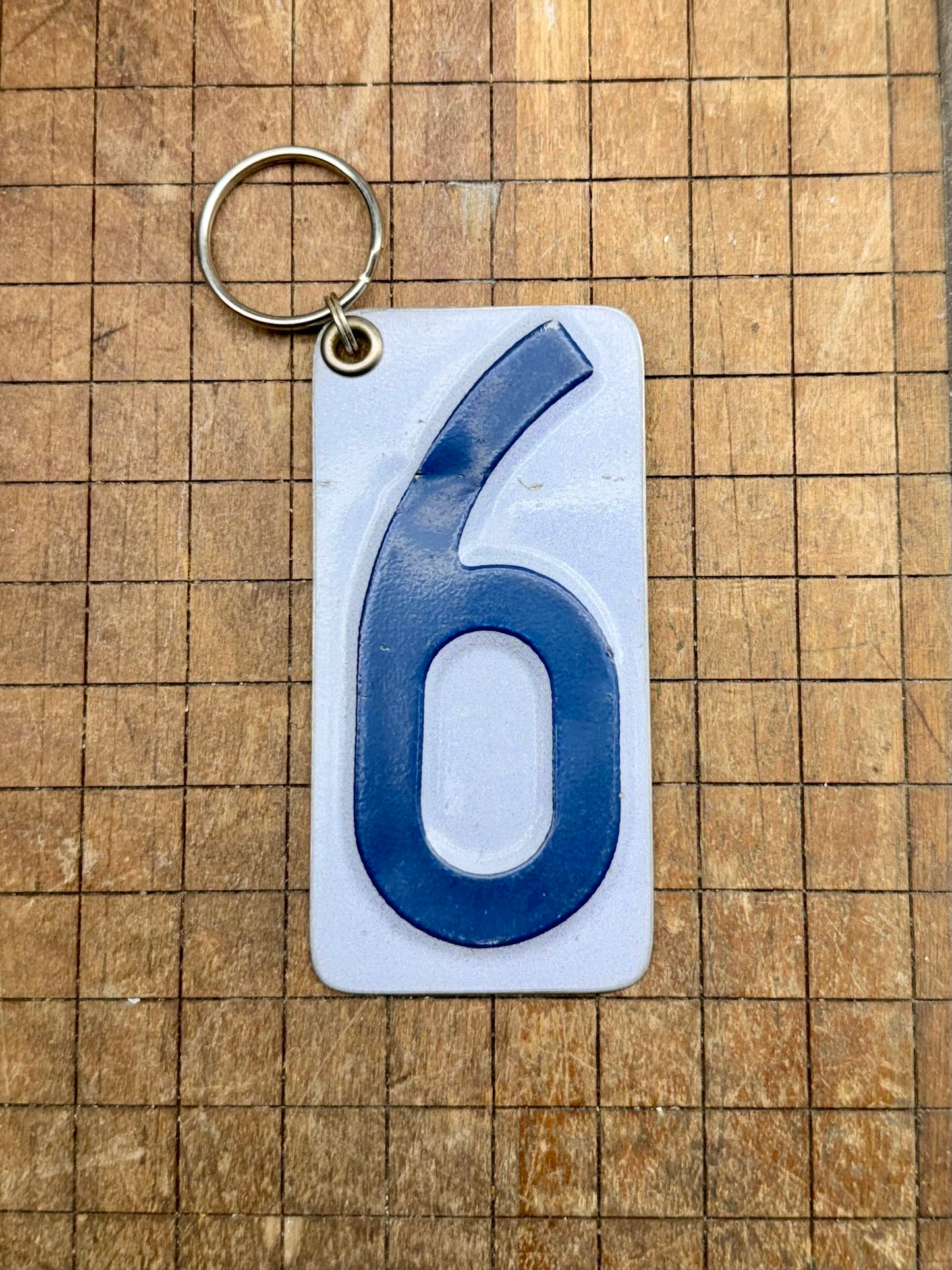 Vintage License Plate Keychain - Number 6