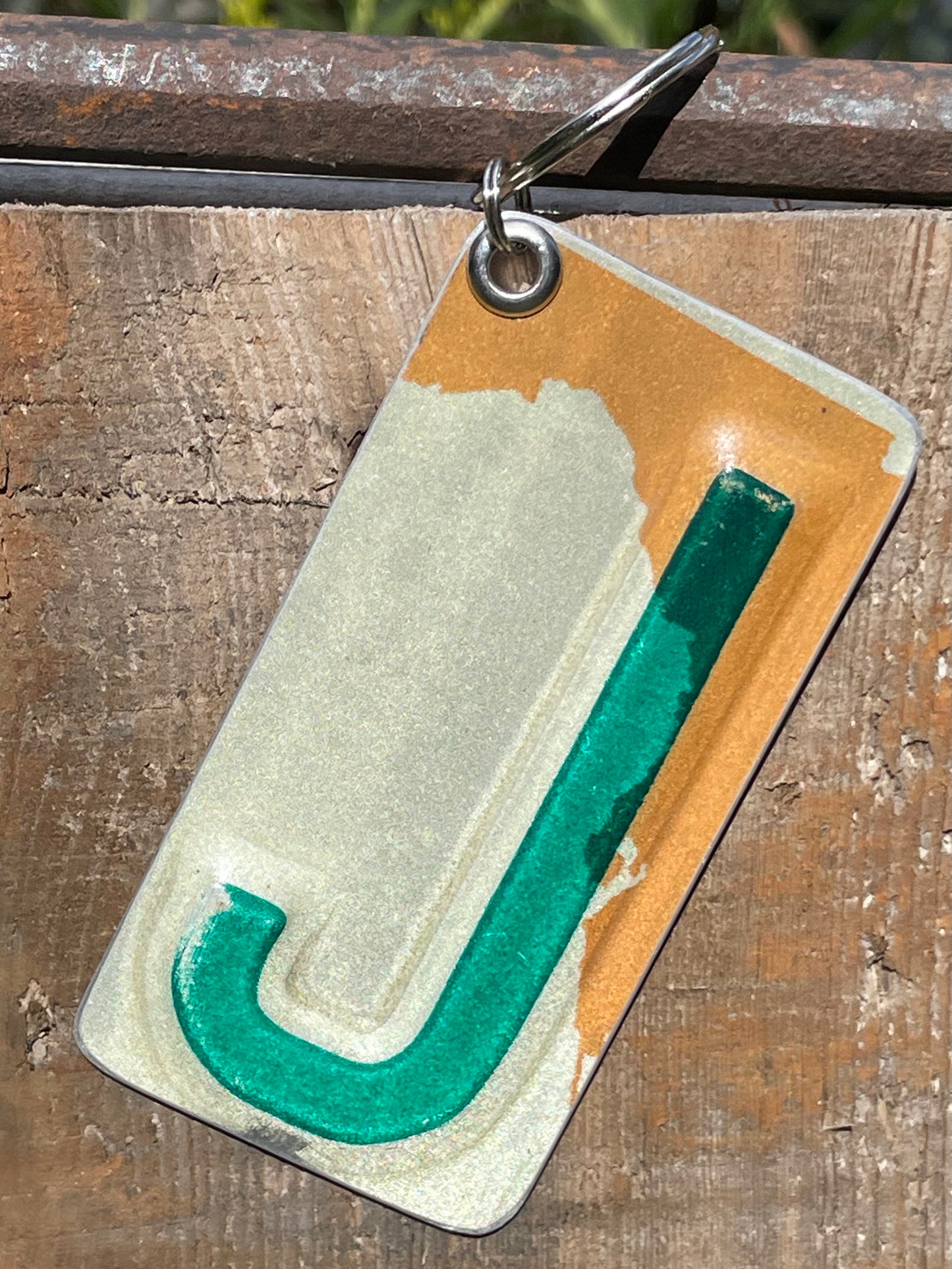 Vintage License Plate Keychain - Letter J