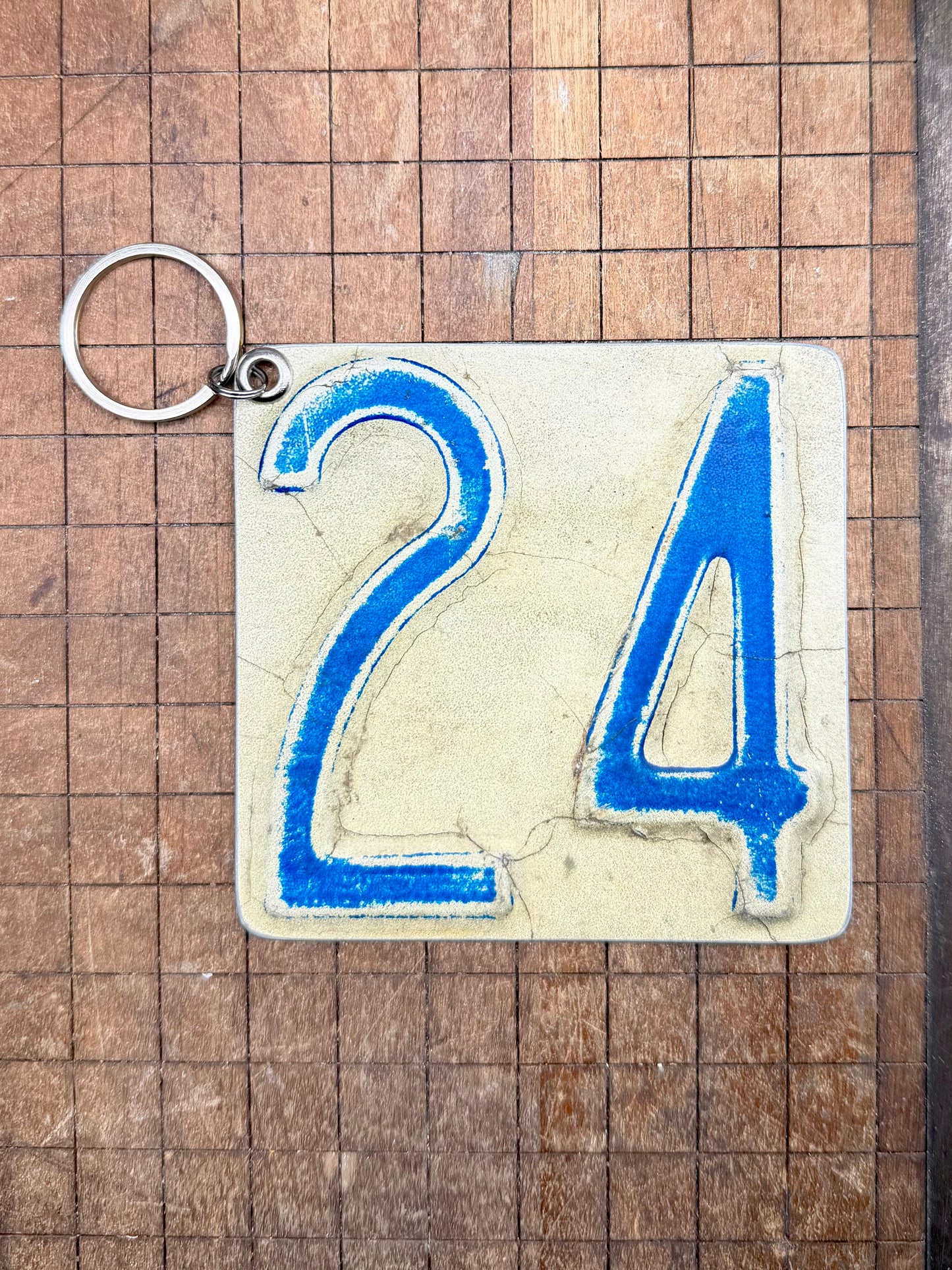 Vintage License Plate Keychain - Number 24