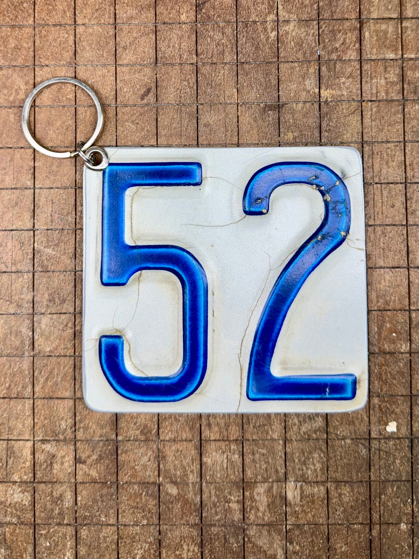 Vintage License Plate Keychain - Number 52
