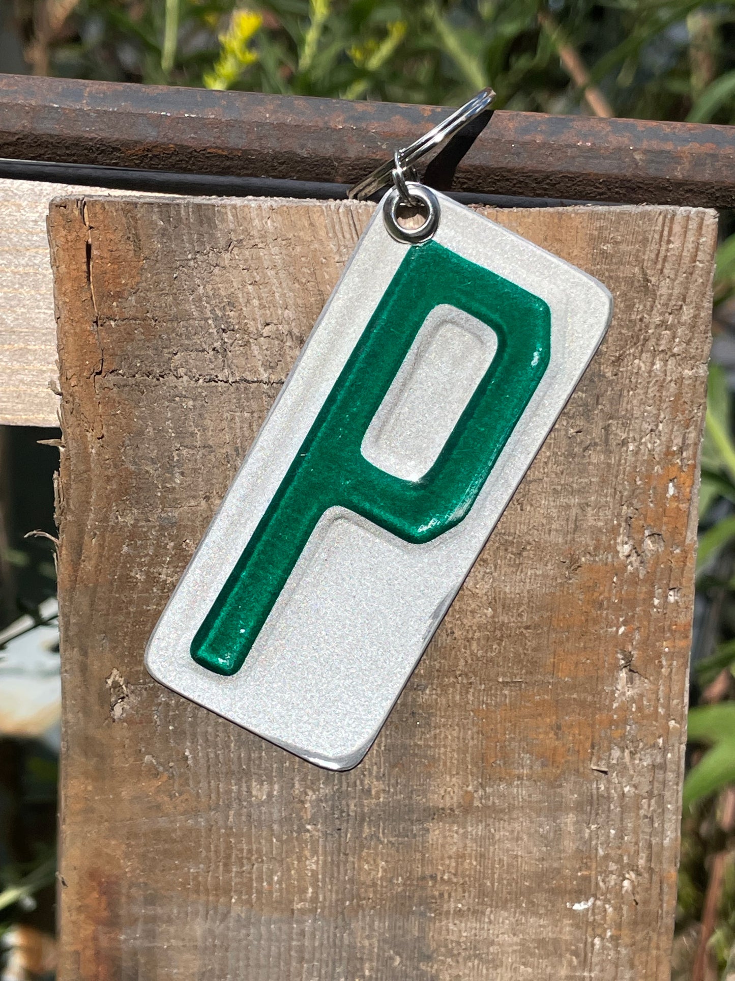 Vintage License Plate Keychain - Letter P