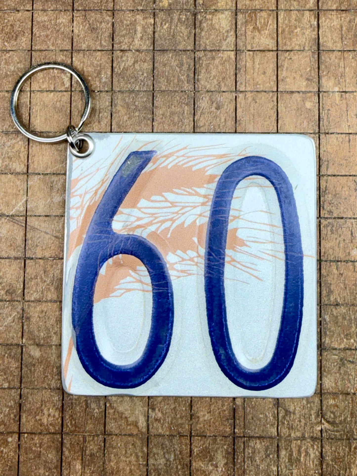 Vintage License Plate Keychain - Number 60