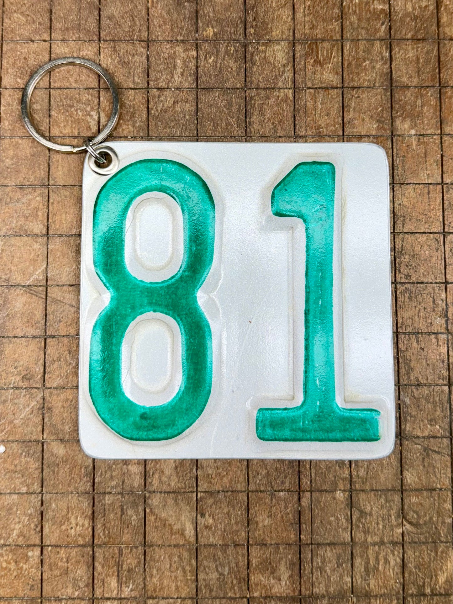 Vintage License Plate Keychain - Number 81