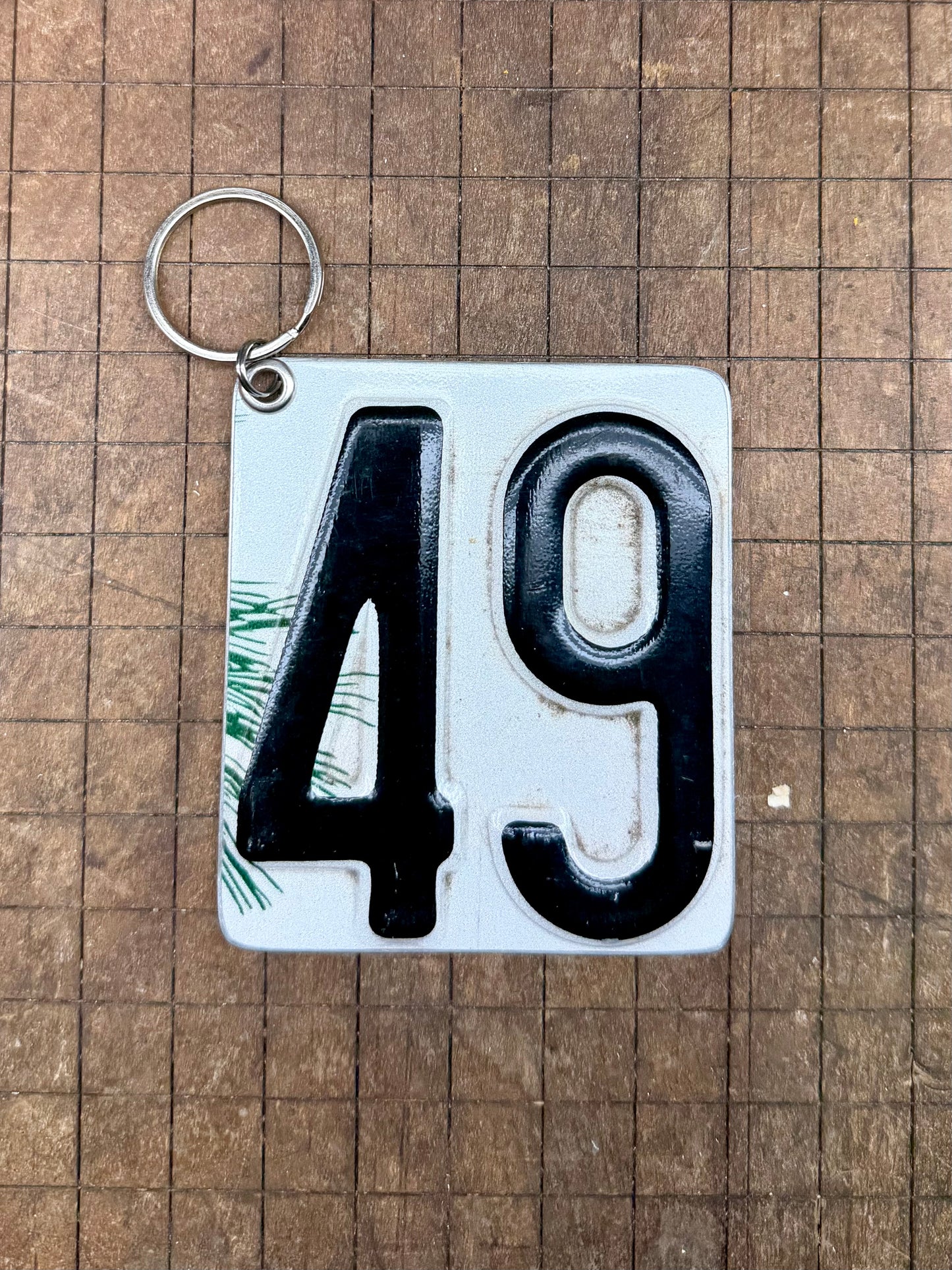 Vintage License Plate Keychain - Number 49