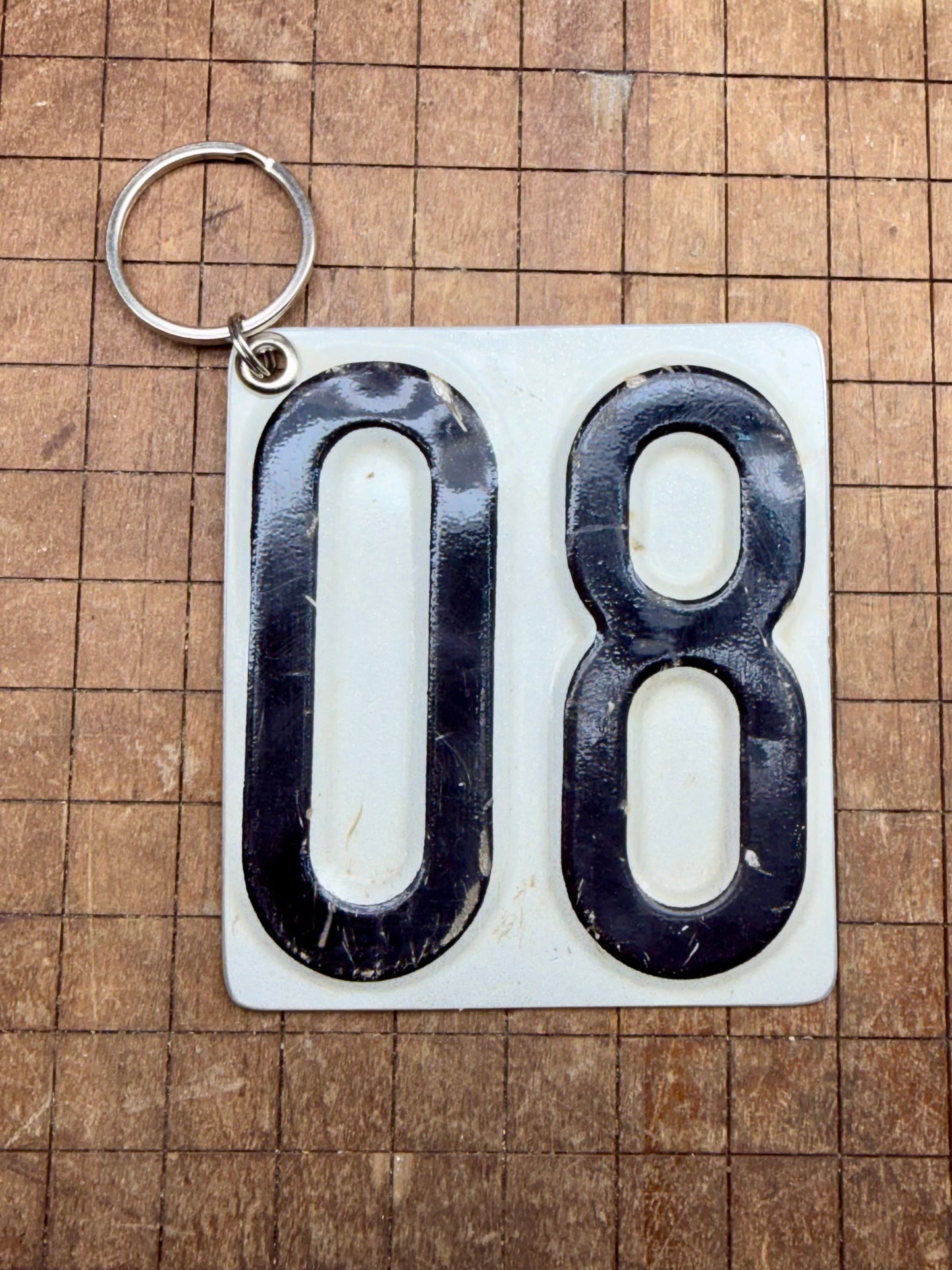 Vintage License Plate Keychain - Number 08