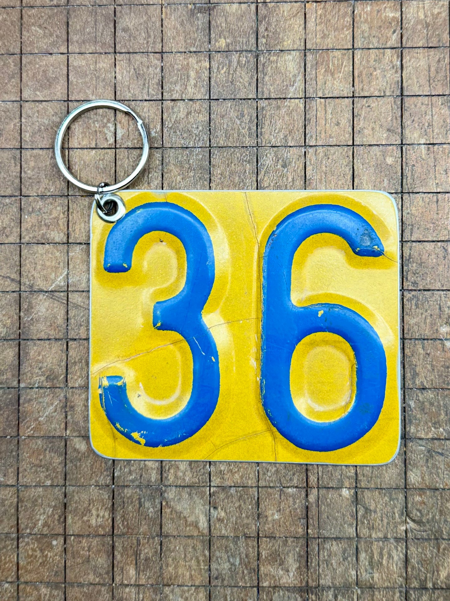 Vintage License Plate Keychain - Number 36