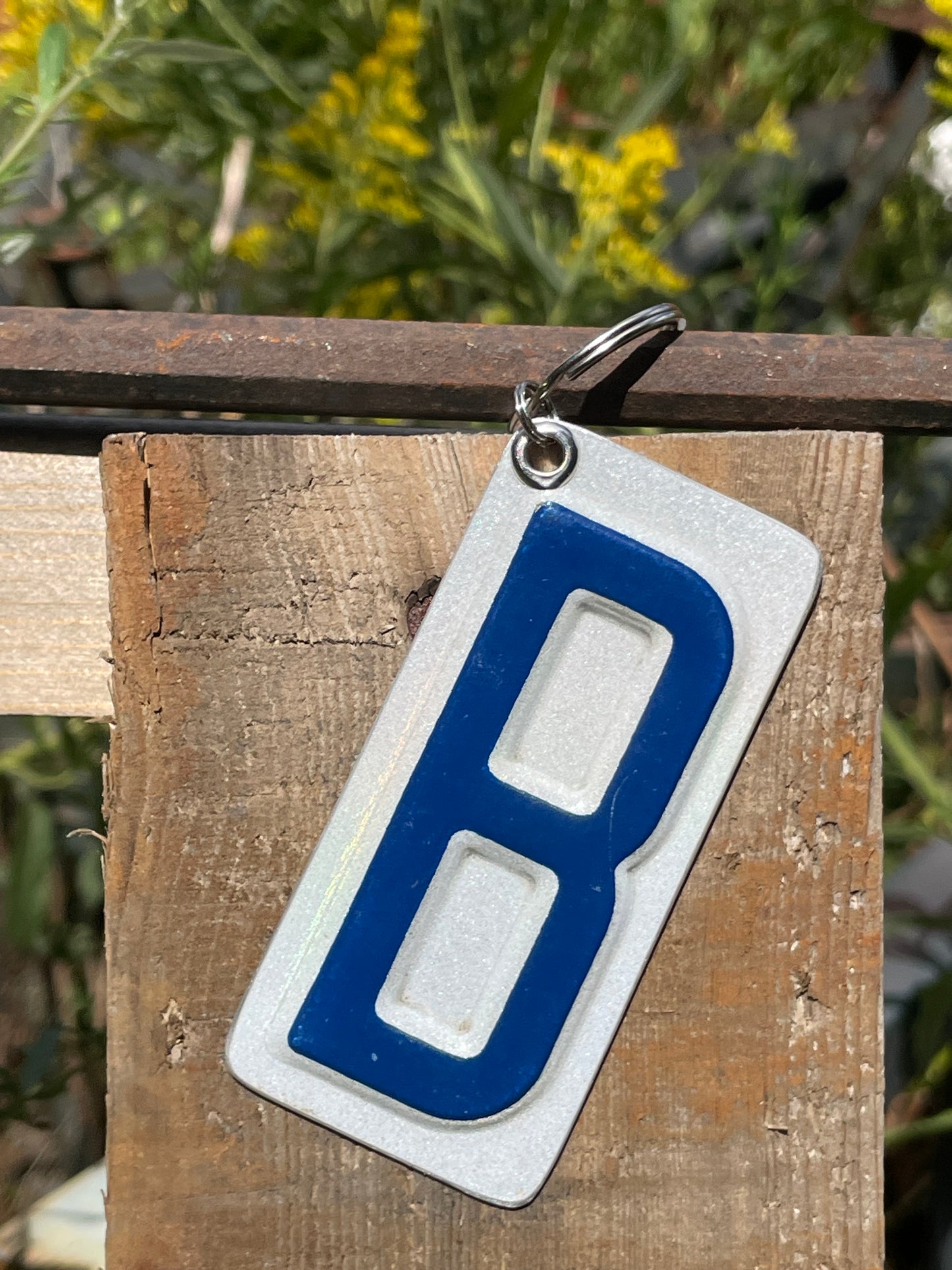 Vintage License Plate Keychain - Letter B