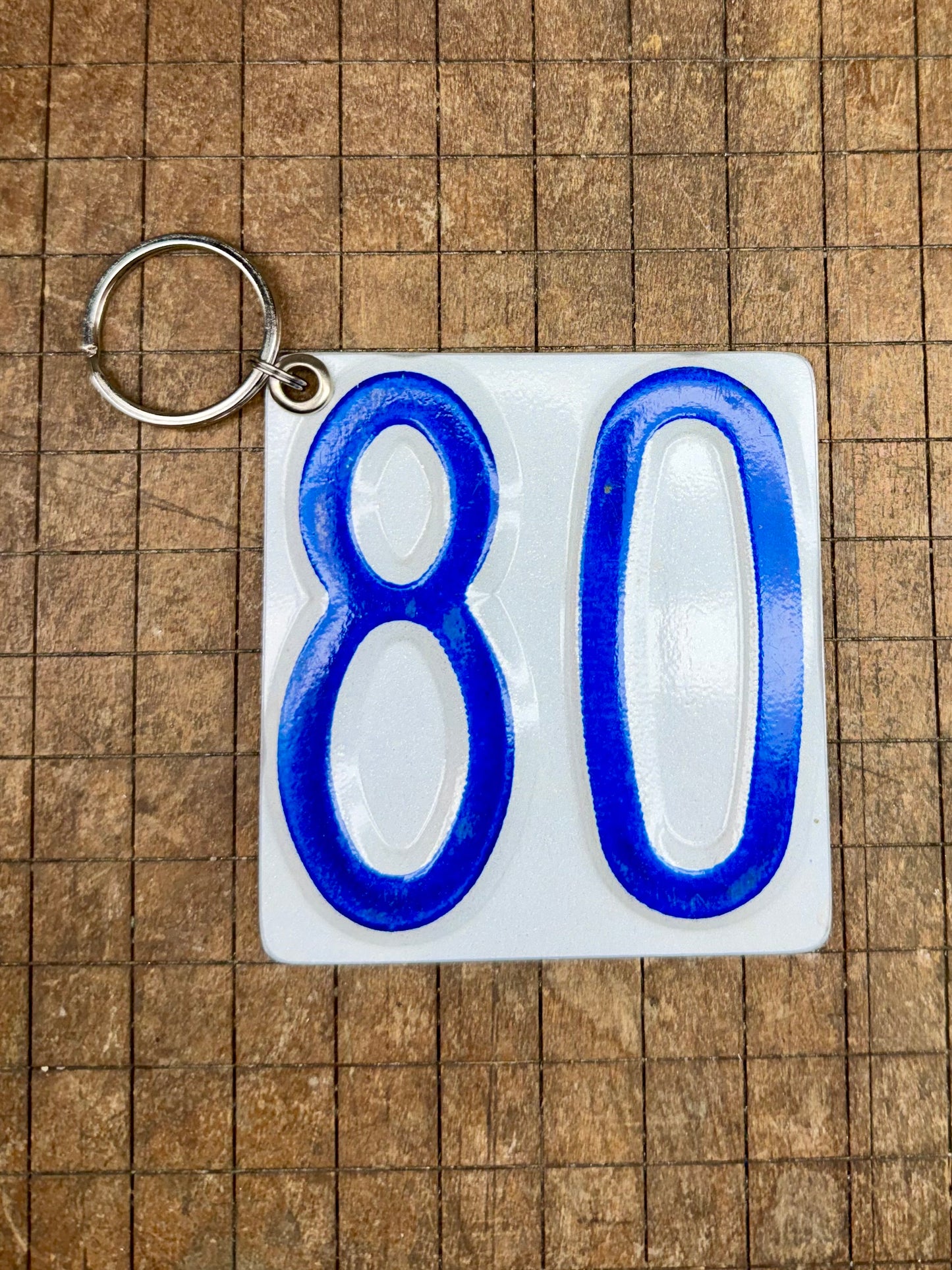 Vintage License Plate Keychain - Number 80