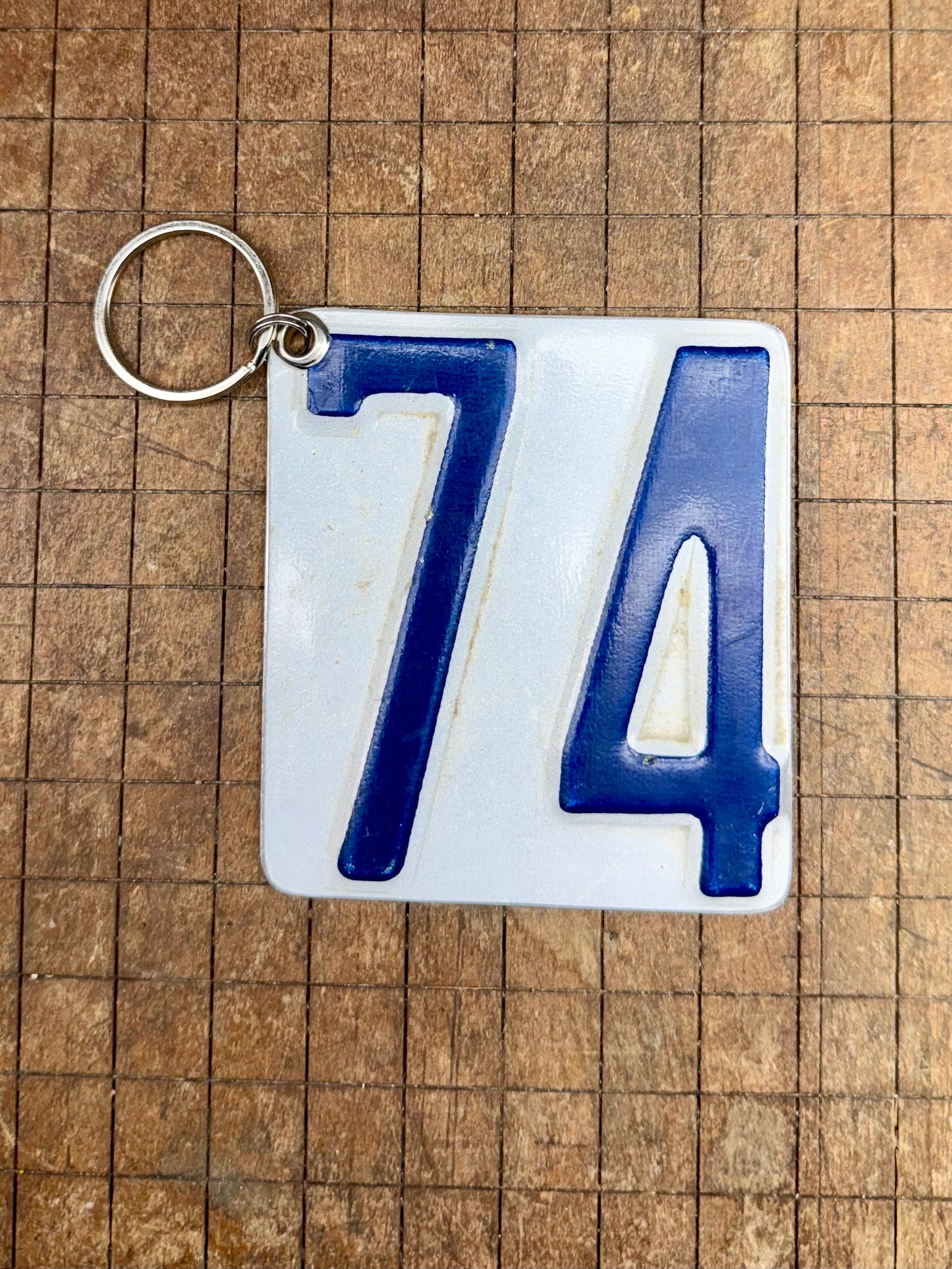 Vintage License Plate Keychain - Number 74
