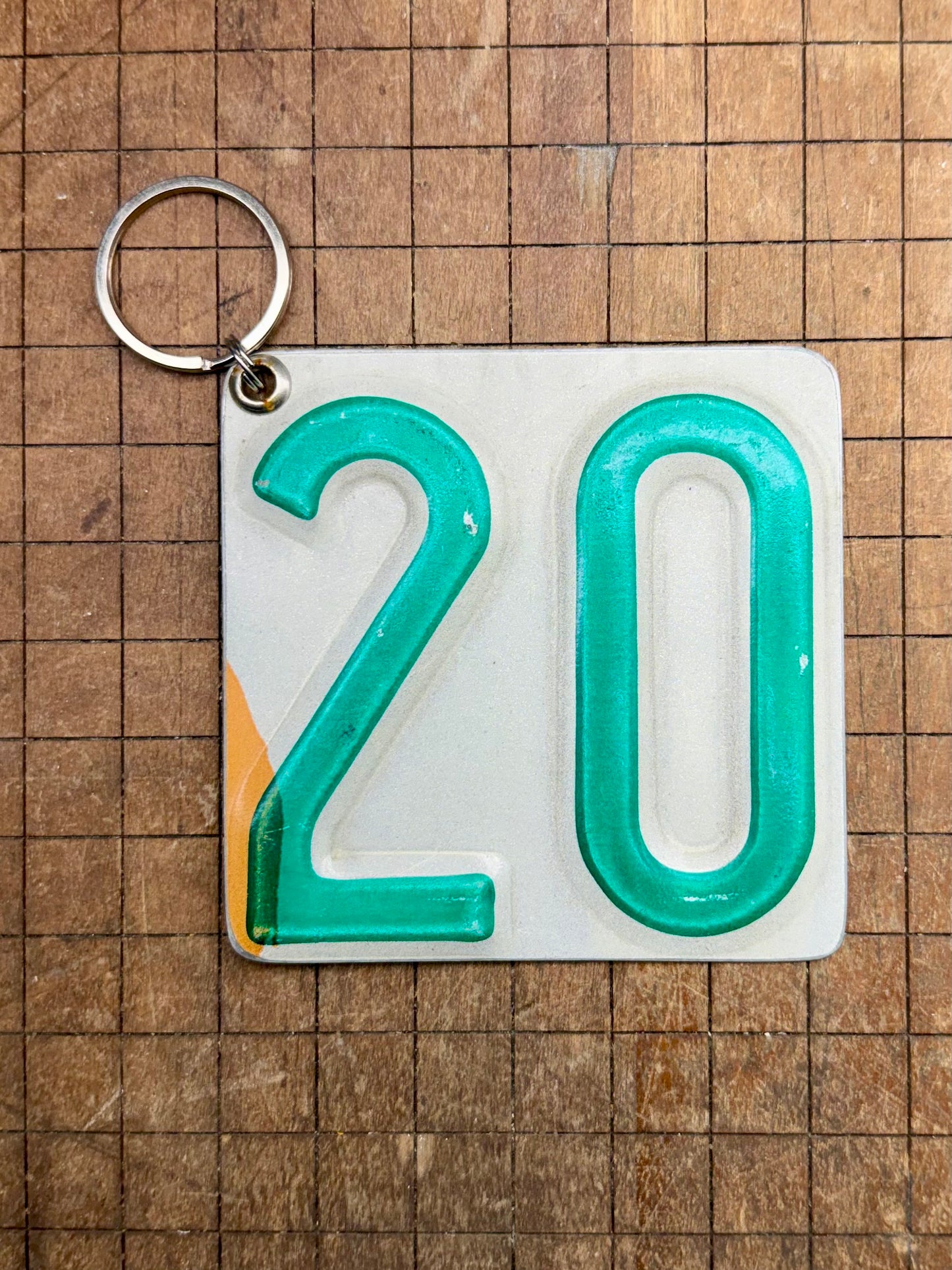 Vintage License Plate Keychain - Number 20