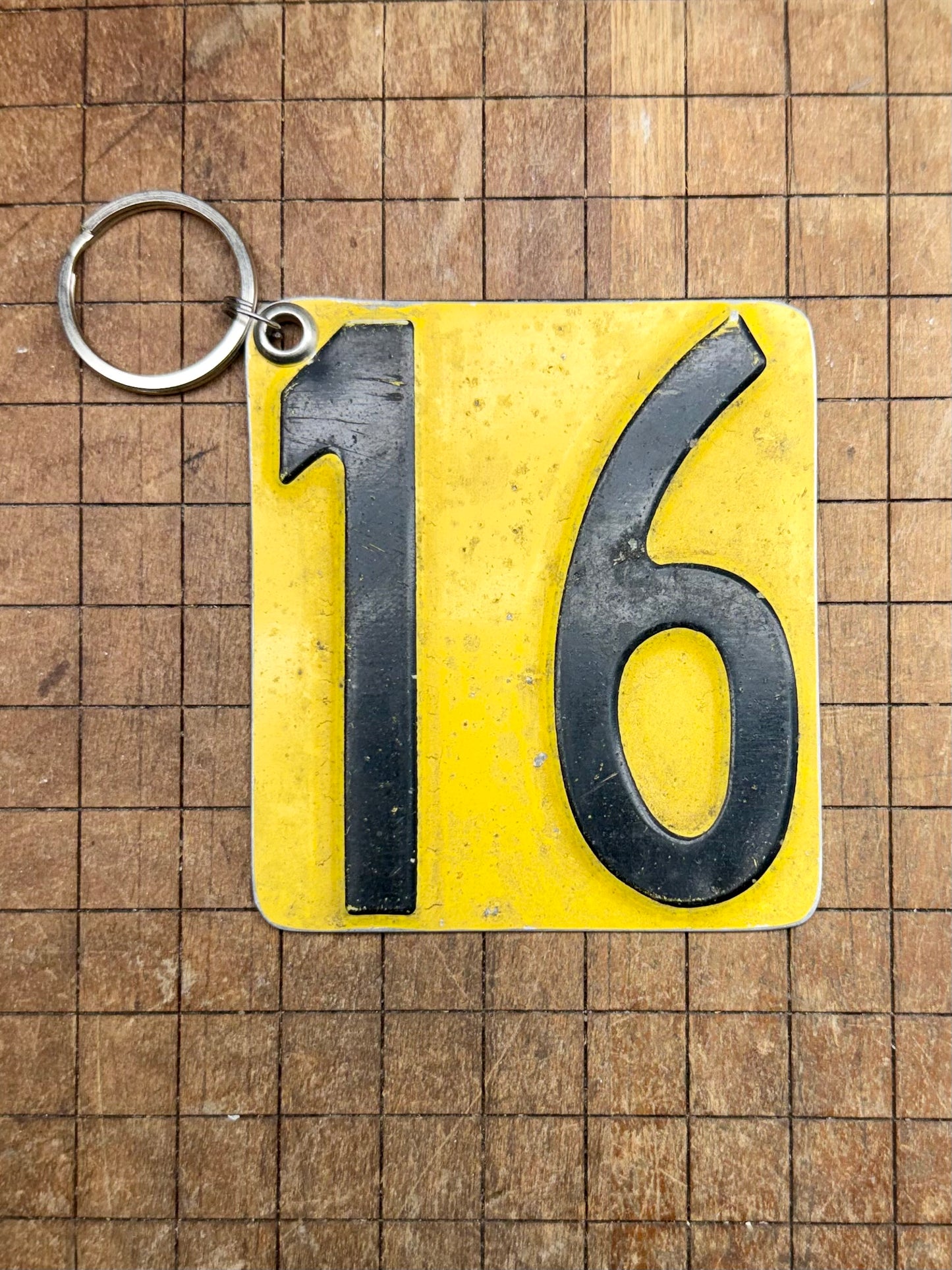Vintage License Plate Keychain - Number 16