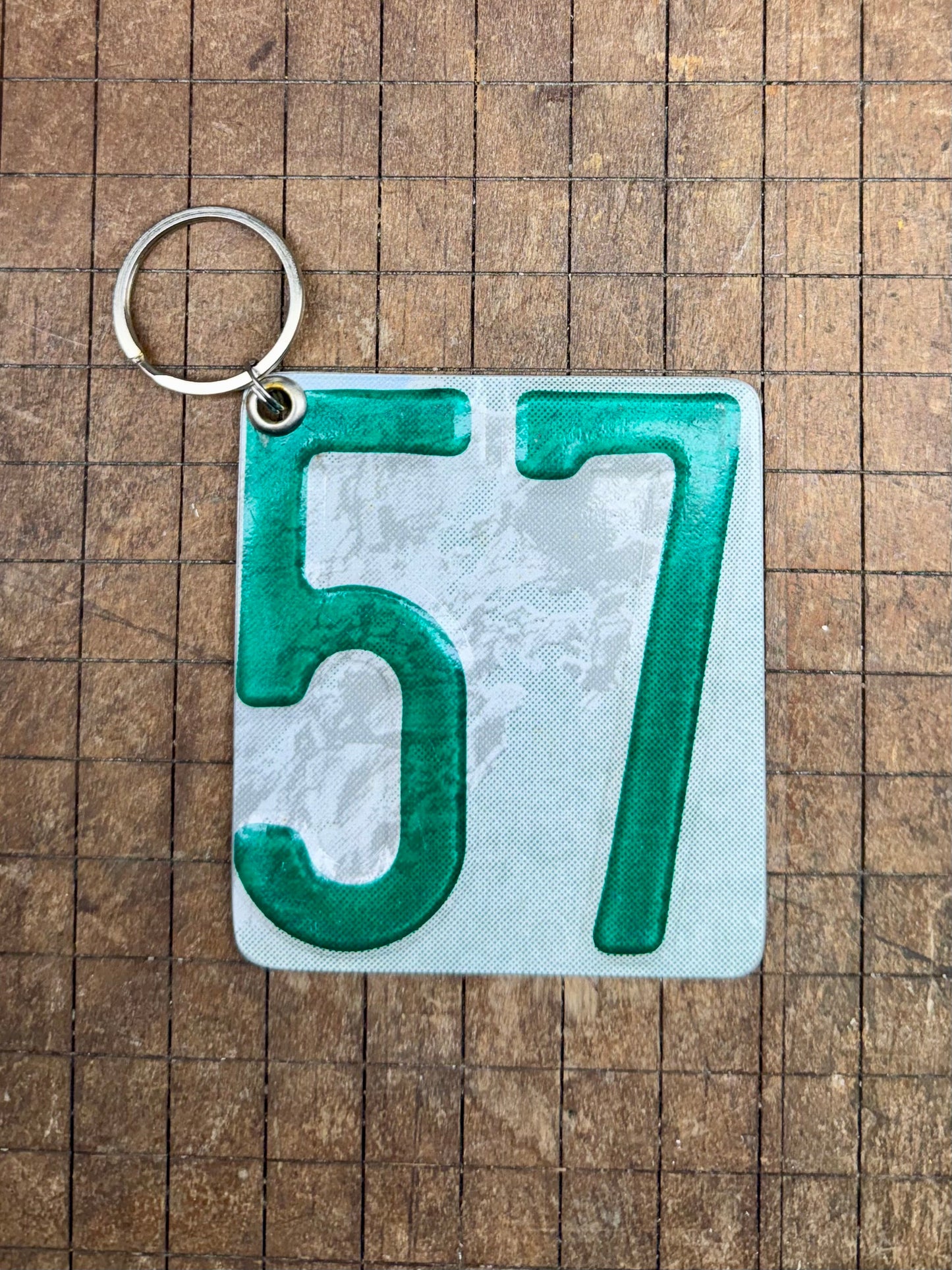 Vintage License Plate Keychain - Number 57