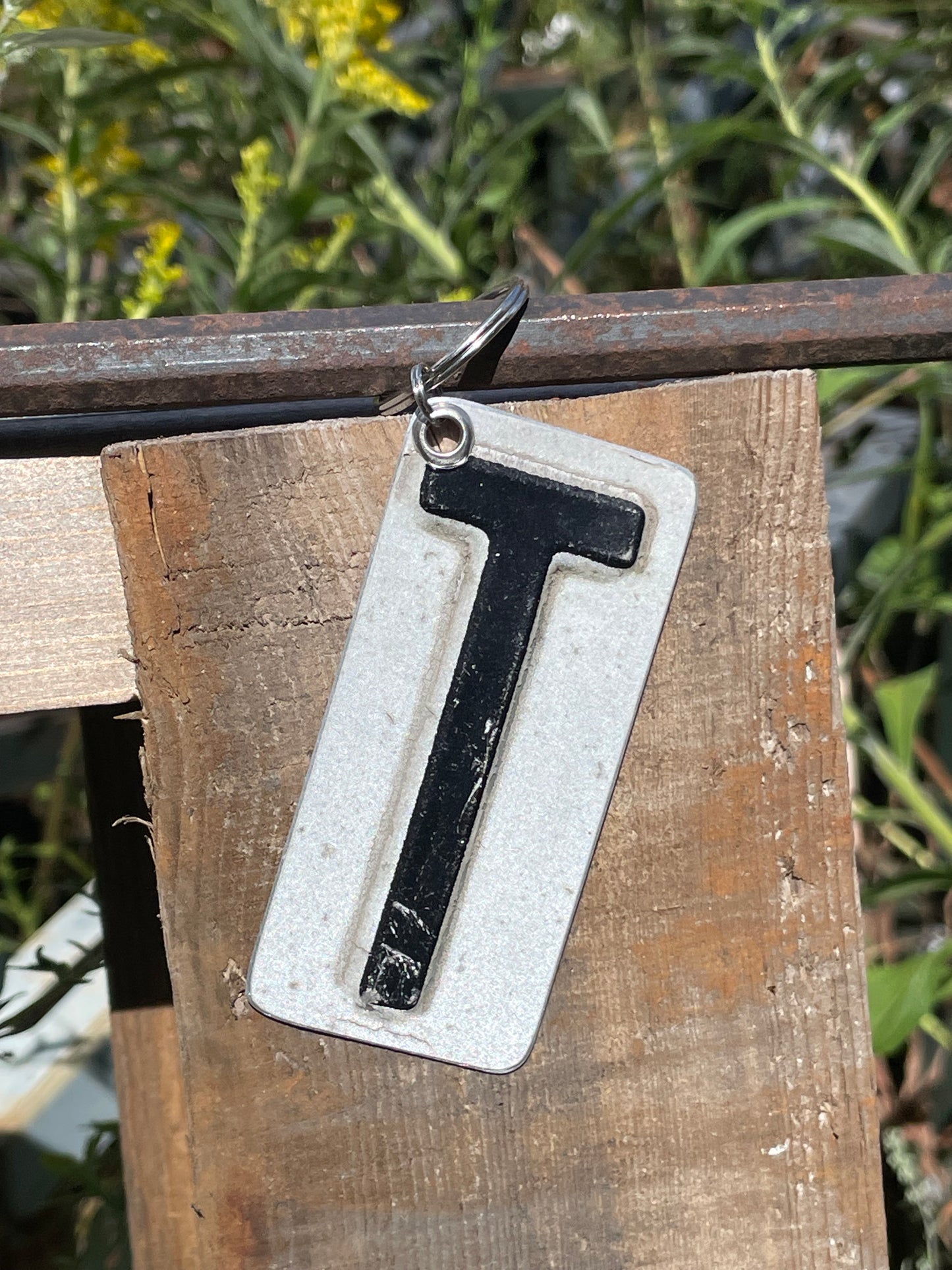 Vintage License Plate Keychain - Letter T