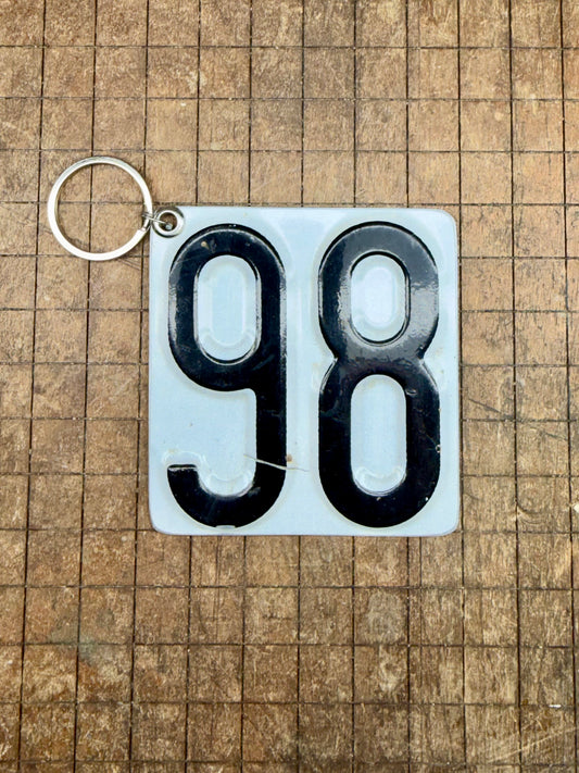 Vintage License Plate Keychain - Number 98
