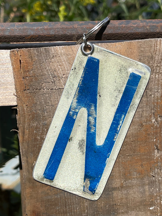 Vintage License Plate Keychain - Letter N