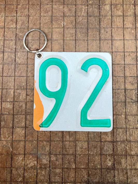 Vintage License Plate Keychain - Number 92