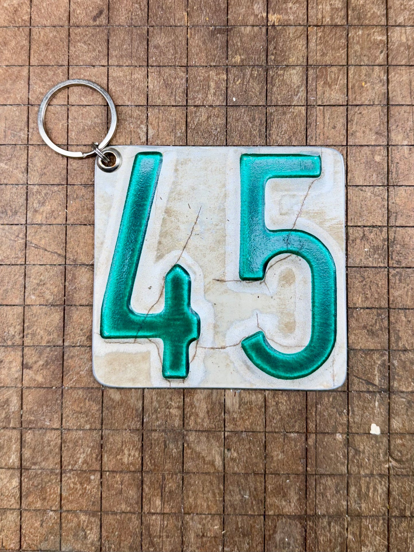 Vintage License Plate Keychain - Number 45