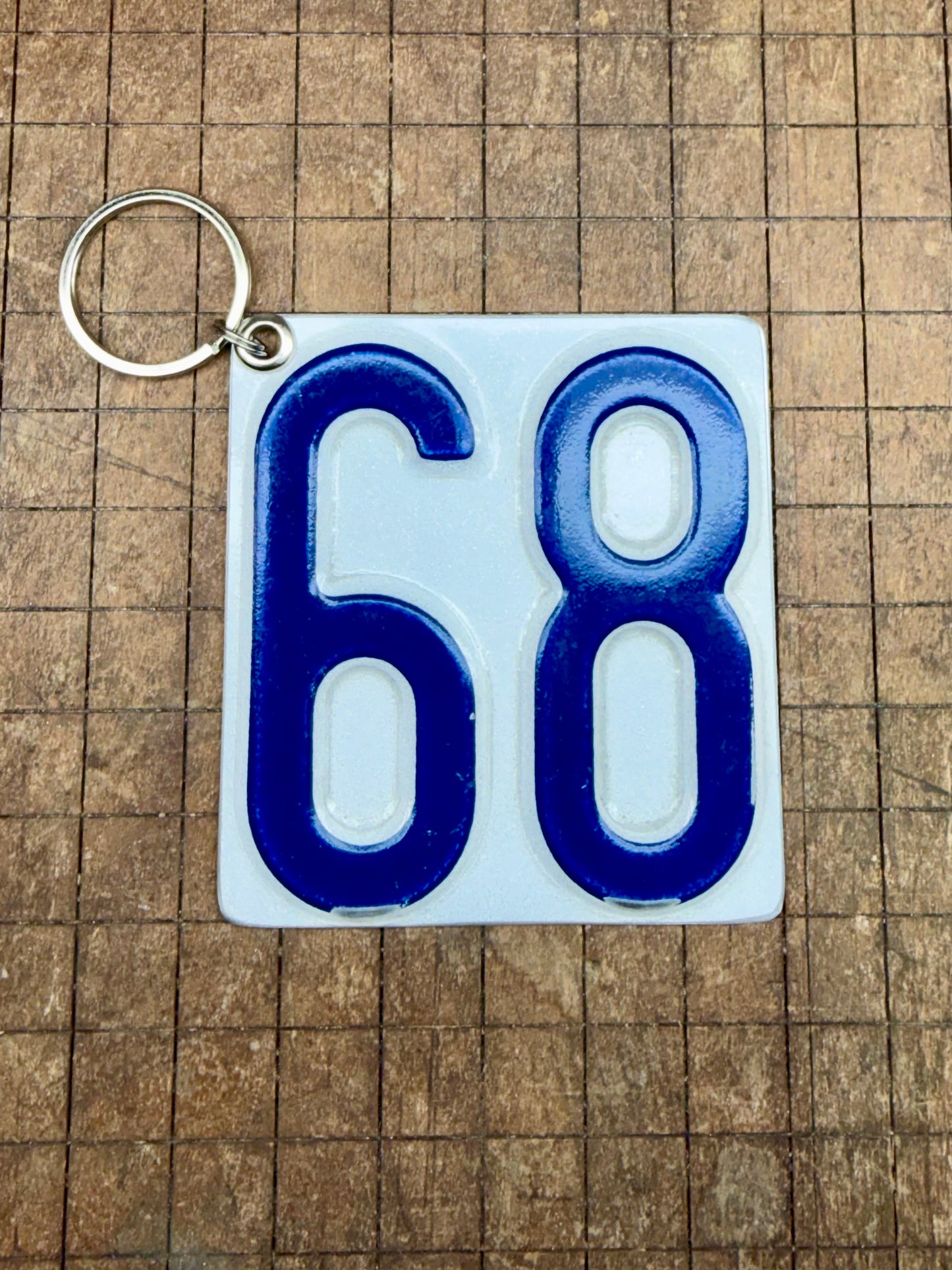Vintage License Plate Keychain - Number 68