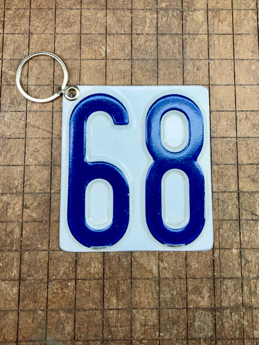 Vintage License Plate Keychain - Number 68