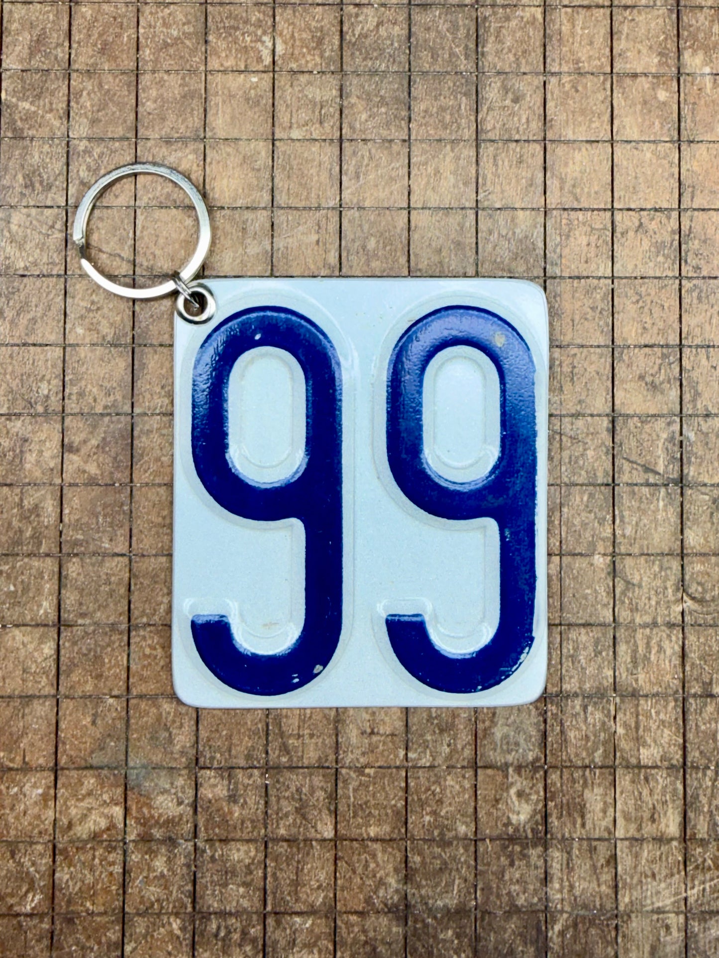 Vintage License Plate Keychain - Number 99