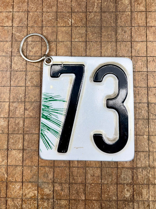 Vintage License Plate Keychain - Number 73
