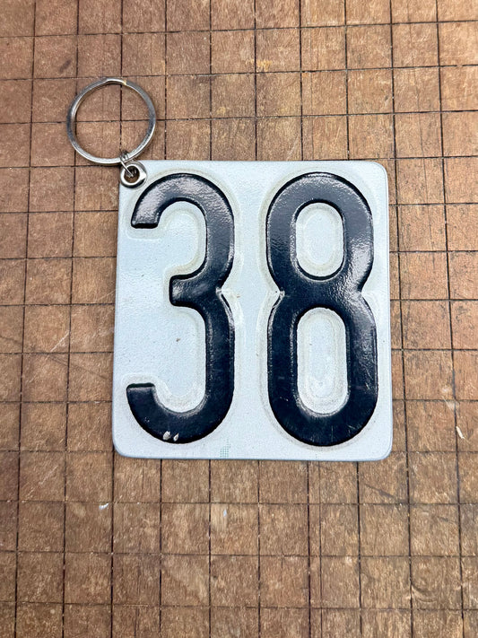 Vintage License Plate Keychain - Number 38