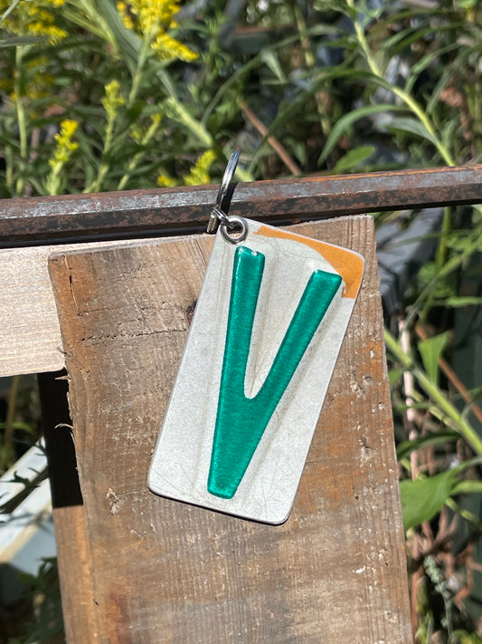Vintage License Plate Keychain - Letter V