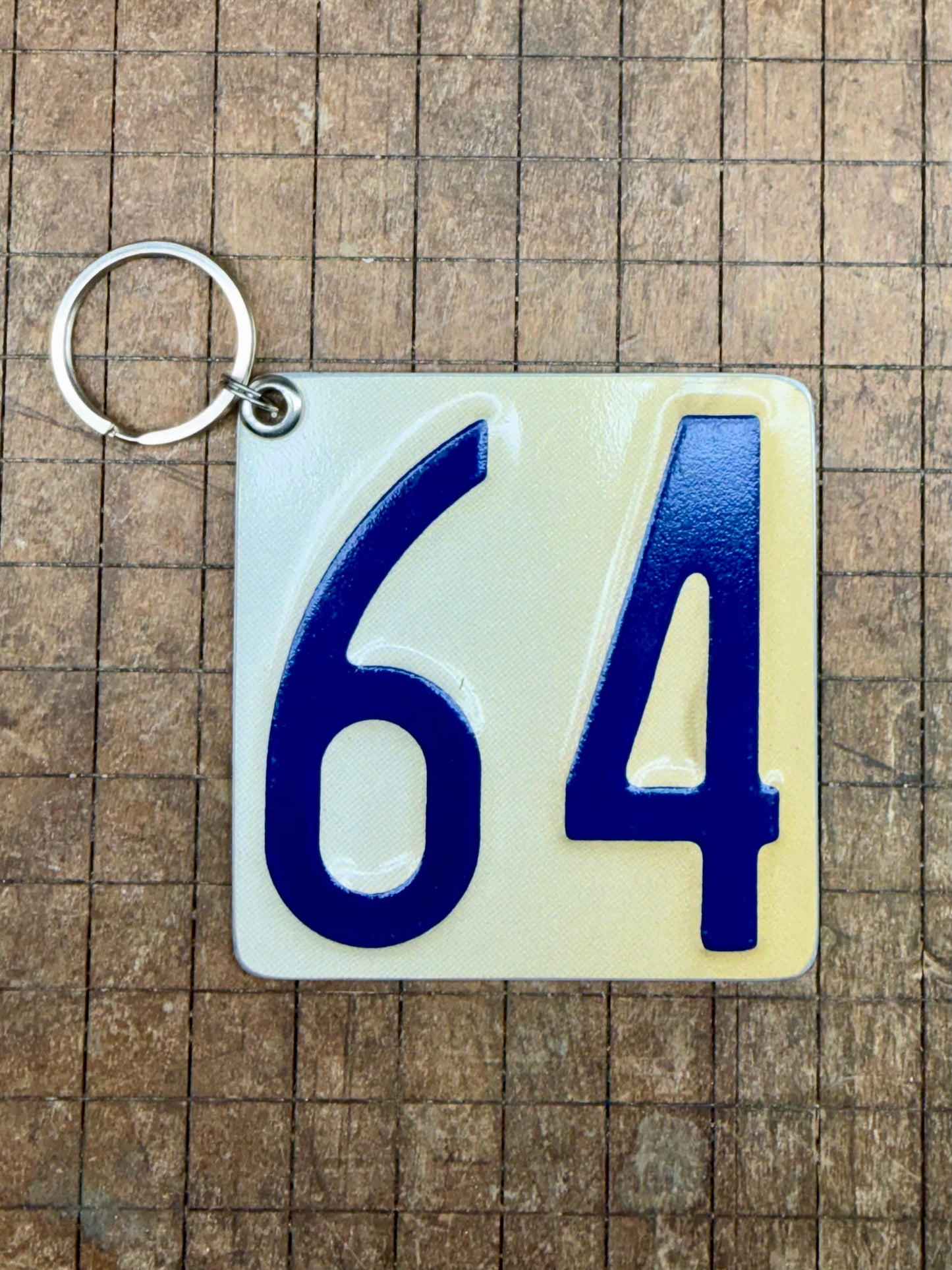 Vintage License Plate Keychain - Number 64