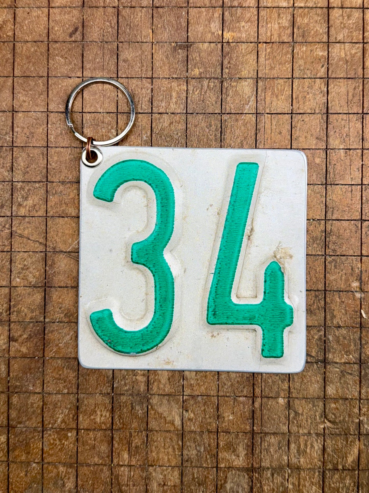 Vintage License Plate Keychain - Number 34