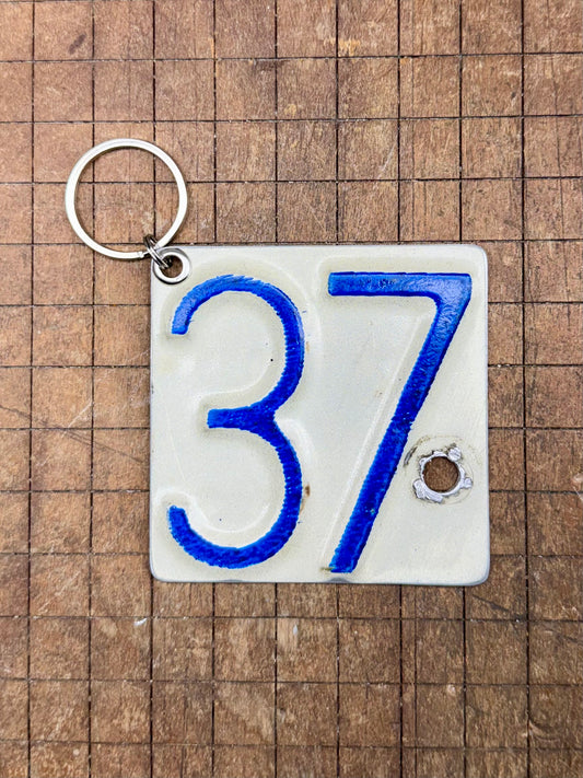 Vintage License Plate Keychain - Number 37