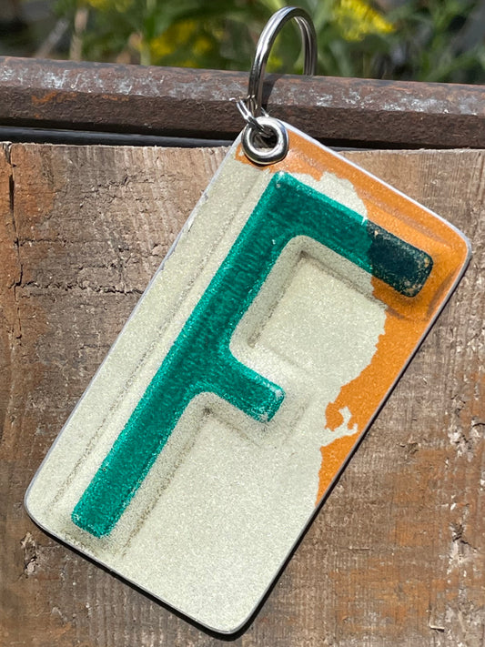 Vintage License Plate Keychain - Letter F
