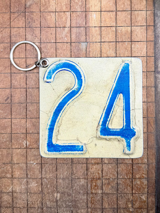 Vintage License Plate Keychain - Number 24