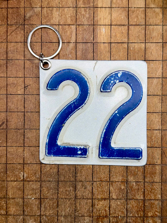 Vintage License Plate Keychain - Number 22