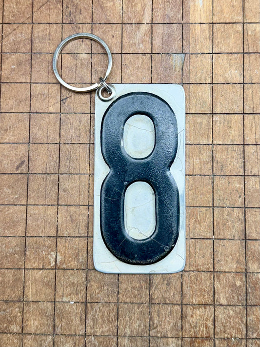 Vintage License Plate Keychain - Number 8