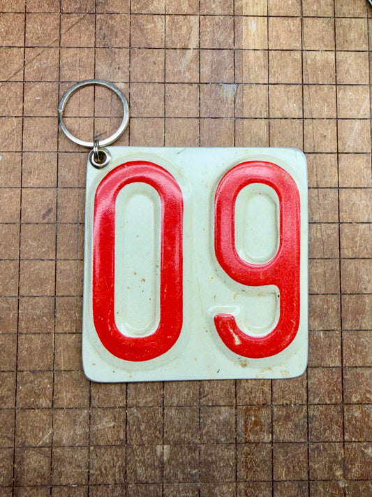 Vintage License Plate Keychain - Number 09