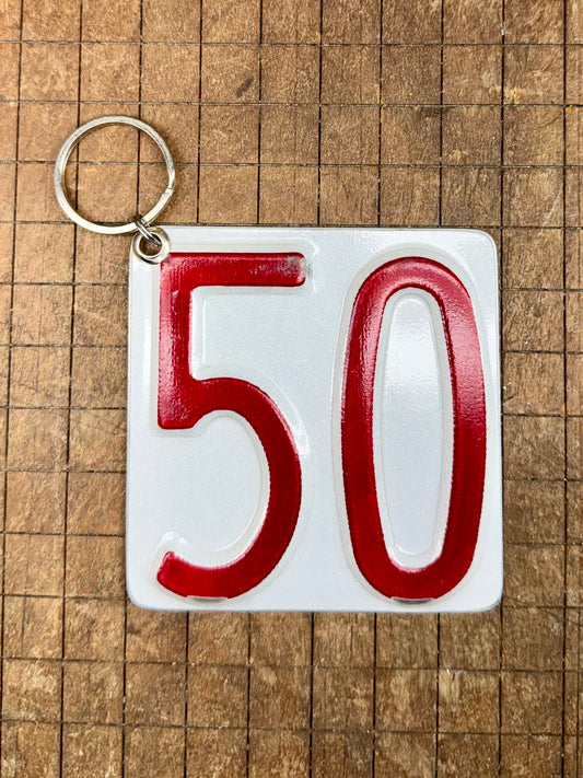 Vintage License Plate Keychain - Number 50