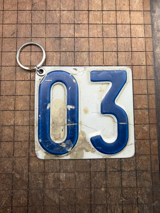 Vintage License Plate Keychain - Number 03