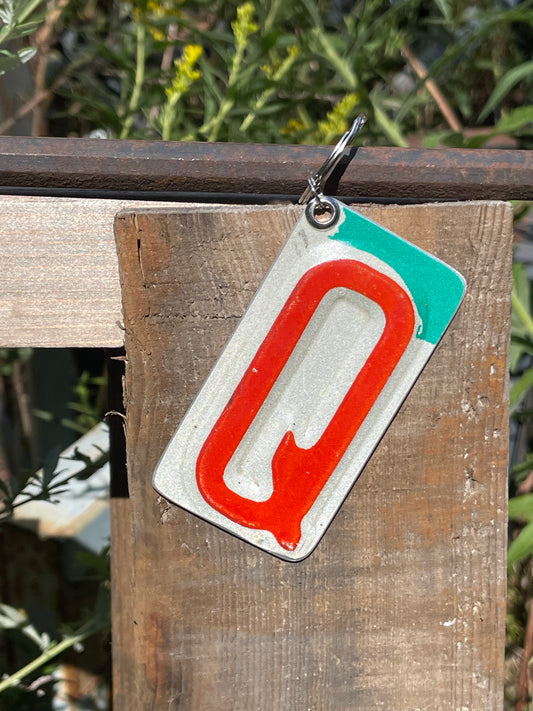 Vintage License Plate Keychain - Letter Q
