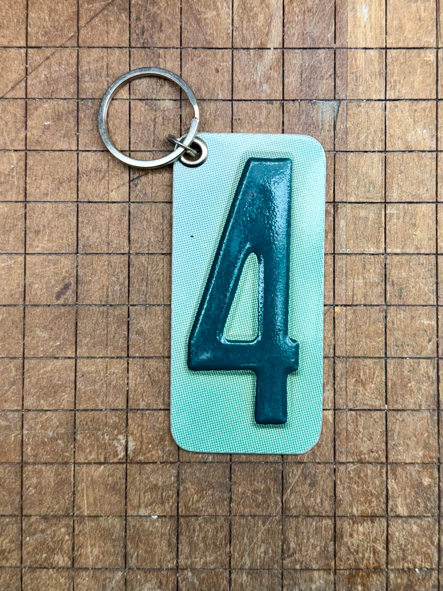 Vintage License Plate Keychain - Number 4