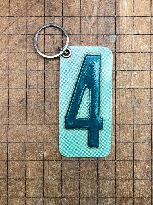 Vintage License Plate Keychain - Number 4