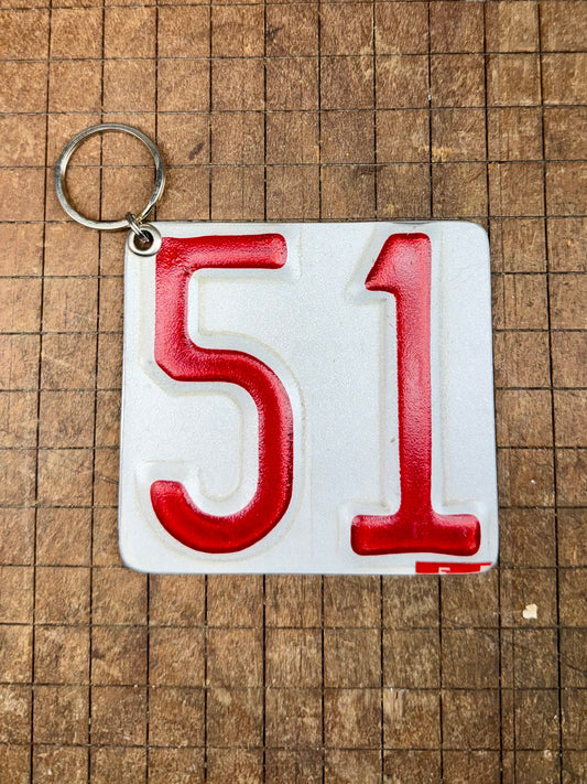 Vintage License Plate Keychain - Number 51