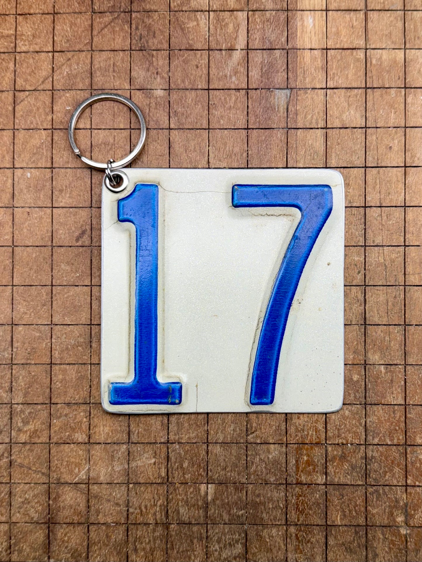 Vintage License Plate Keychain - Number 17