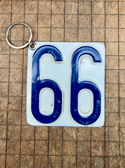 Vintage License Plate Keychain - Number 66