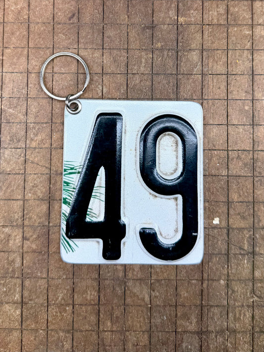 Vintage License Plate Keychain - Number 49