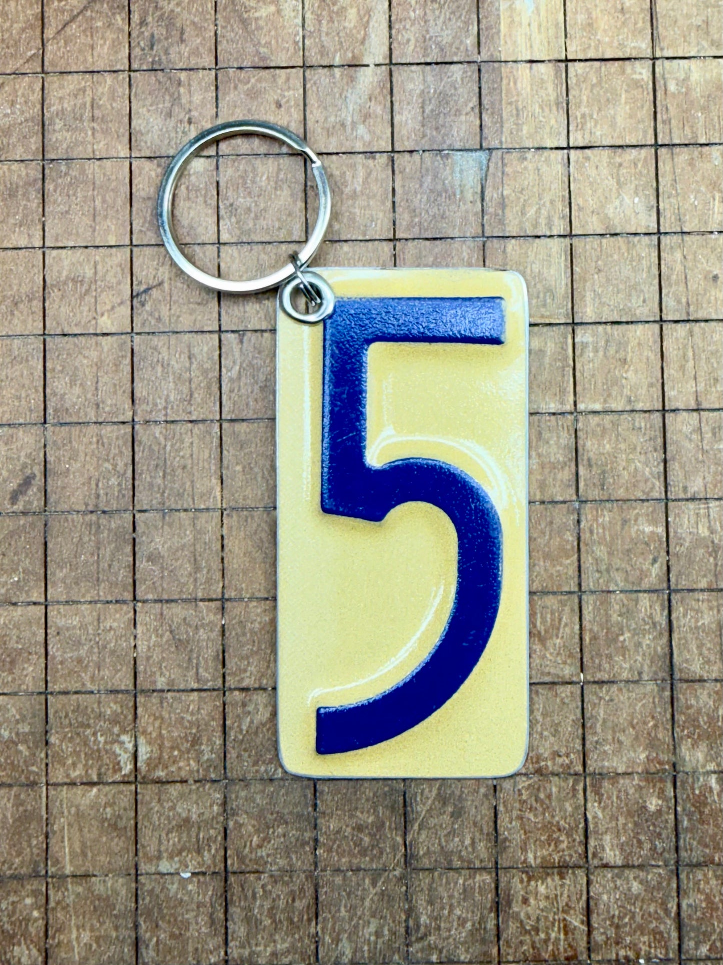 Vintage License Plate Keychain - Number 5