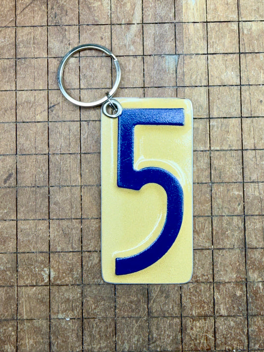 Vintage License Plate Keychain - Number 5