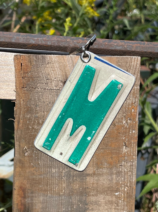 Vintage License Plate Keychain - Letter M