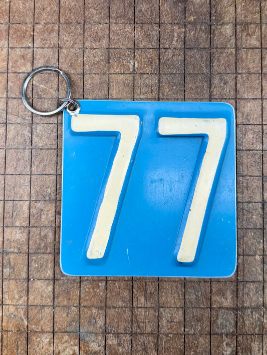 Vintage License Plate Keychain - Number 77