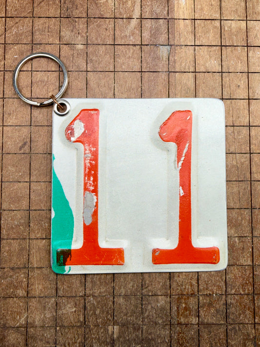 Vintage License Plate Keychain - Number 11