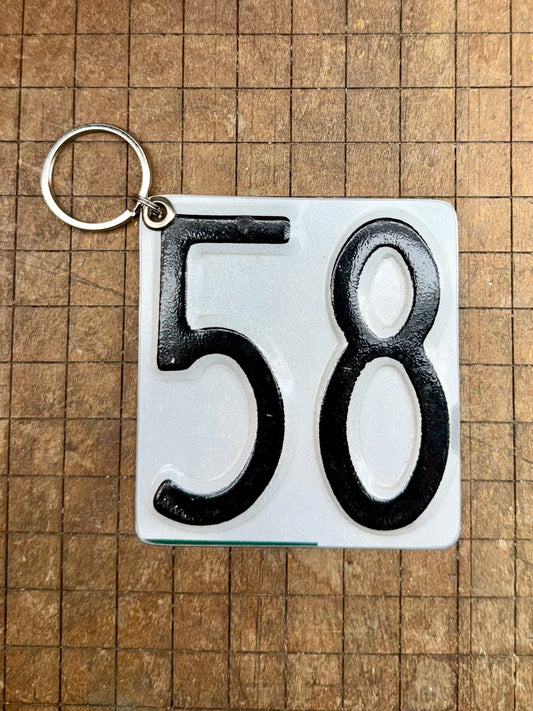 Vintage License Plate Keychain - Number 58